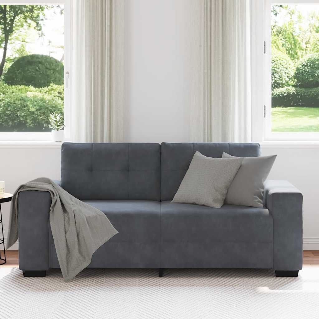 Sötétszürke bársony loveseat kanapé 140 cm