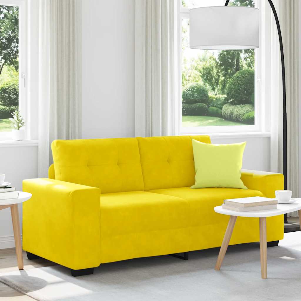 Sárga bársony loveseat kanapé 140 cm Sárga bársony loveseat kanapé 140 cm