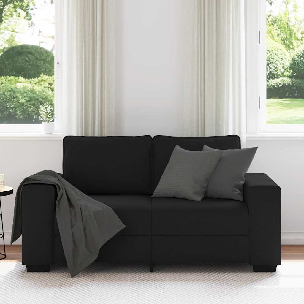 Kétszemélyes fekete szövetkanapé 120 cm Kétszemélyes fekete szövetkanapé 120 cm