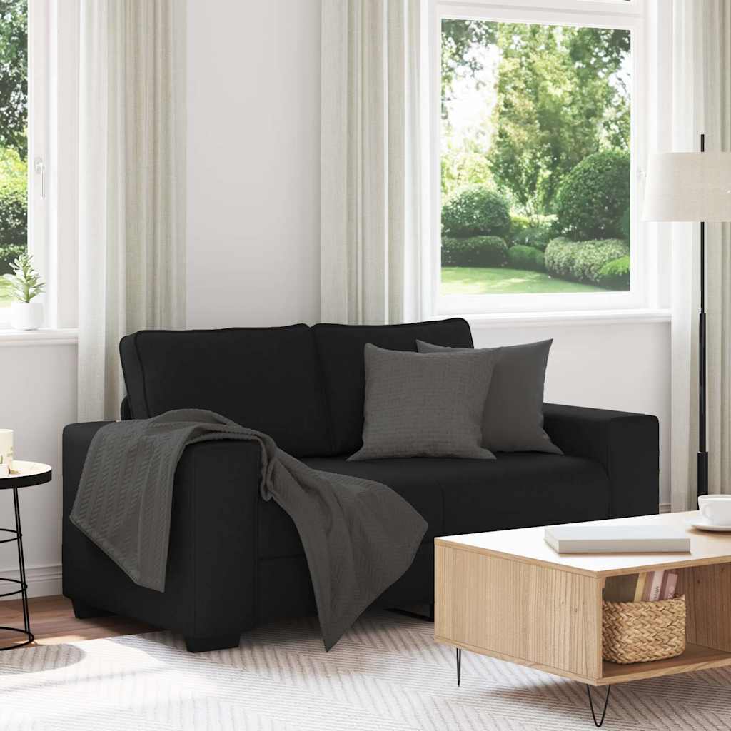 Kétszemélyes fekete szövetkanapé 120 cm Kétszemélyes fekete szövetkanapé 120 cm