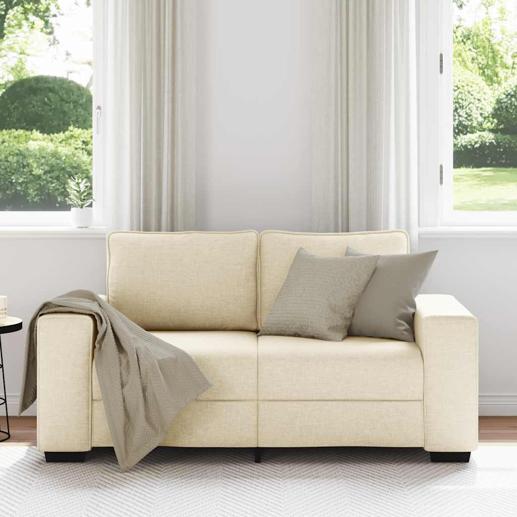 Kétszemélyes krémszínű szövetkanapé 120 cm