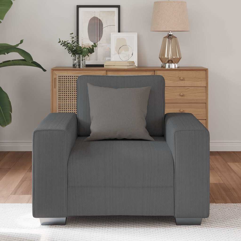 Sötétszürke kordbársony szövet kanapéfotel 59 cm Sötétszürke kordbársony szövet kanapéfotel 59 cm