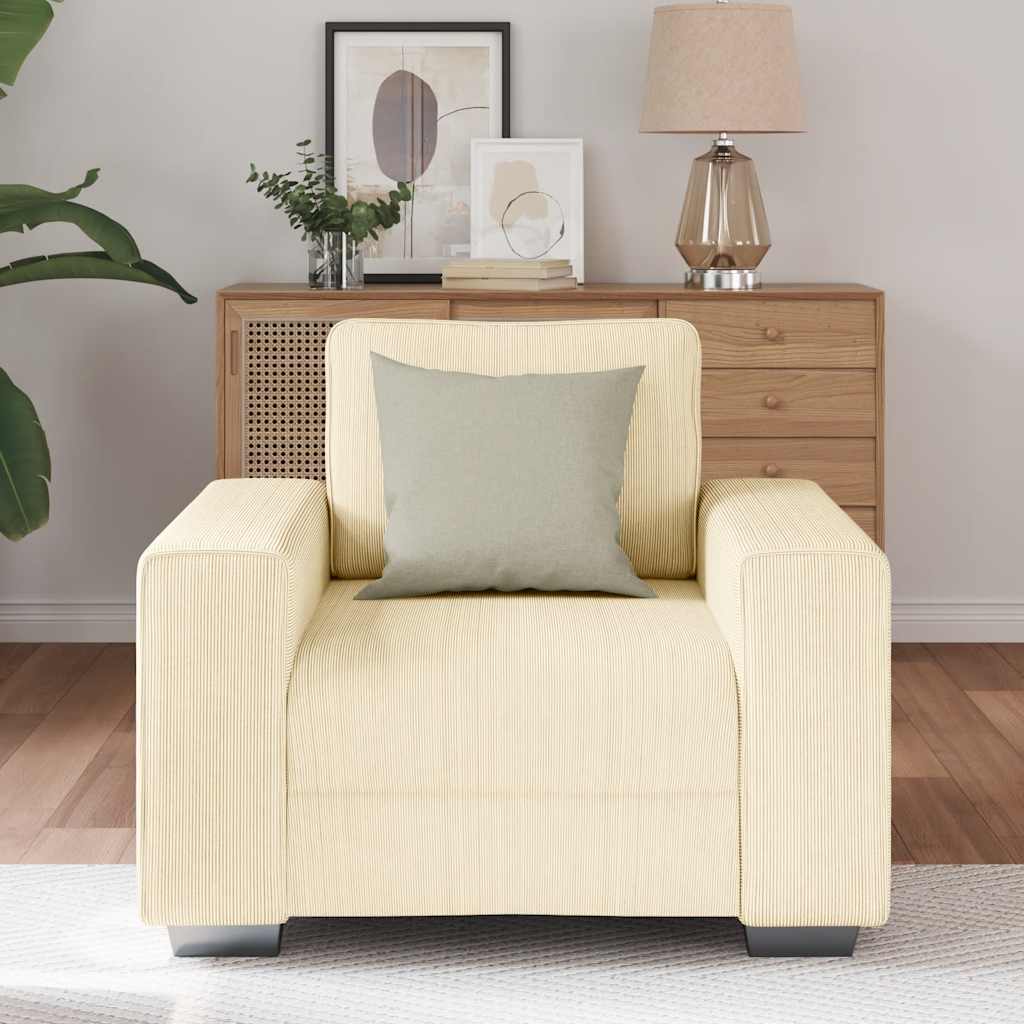 Krémszínű kordbársony szövet kanapéfotel 60 cm