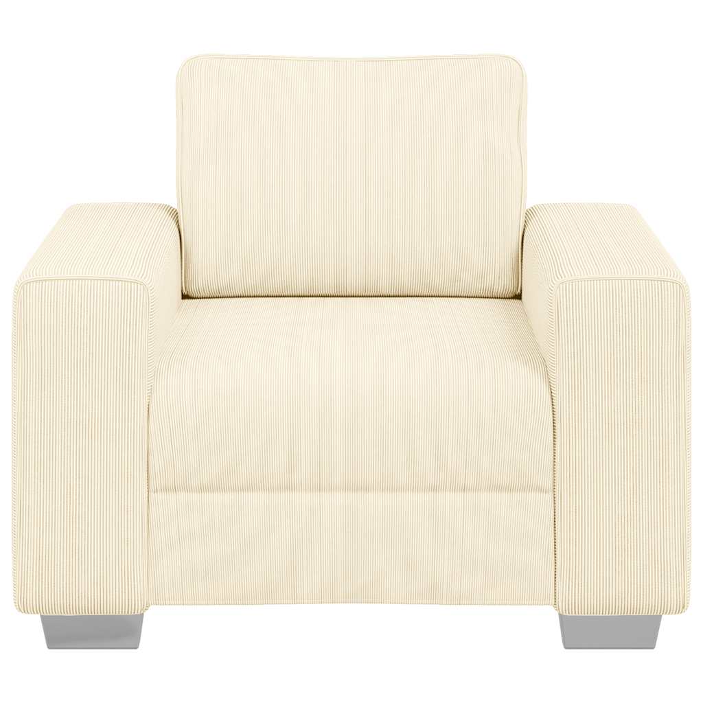 Krémszínű kordbársony szövet kanapéfotel 60 cm