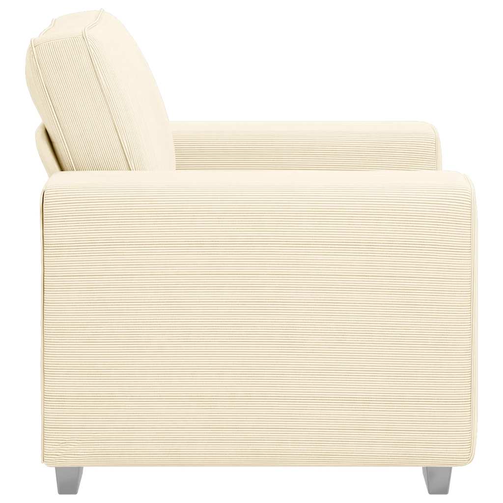 Krémszínű kordbársony szövet kanapéfotel 60 cm