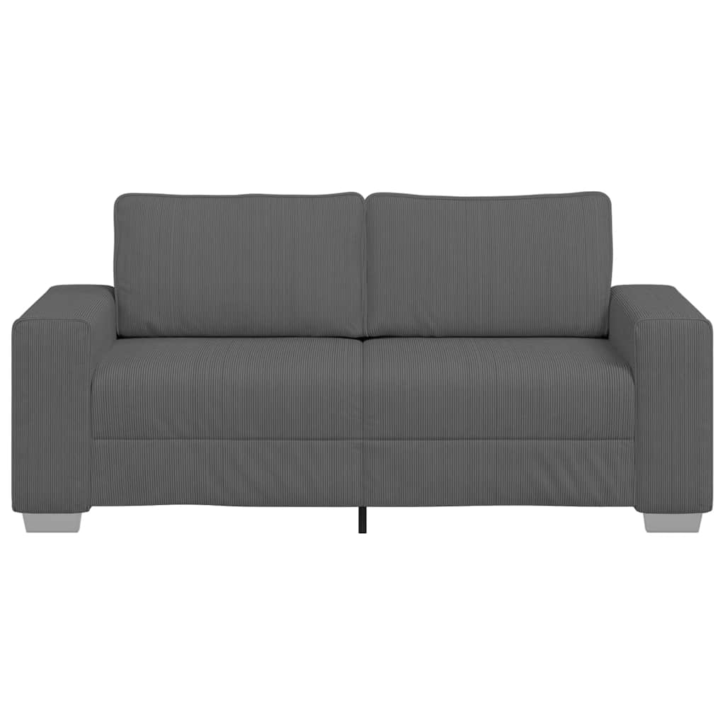 Sötétszürke kordbársony szövet loveseat kanapé 140 cm Sötétszürke kordbársony szövet loveseat kanapé 140 cm