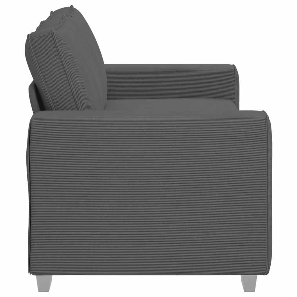 Sötétszürke kordbársony szövet loveseat kanapé 140 cm Sötétszürke kordbársony szövet loveseat kanapé 140 cm