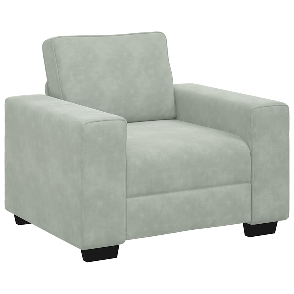 Világosszürke bársony kanapéfotel 60 cm