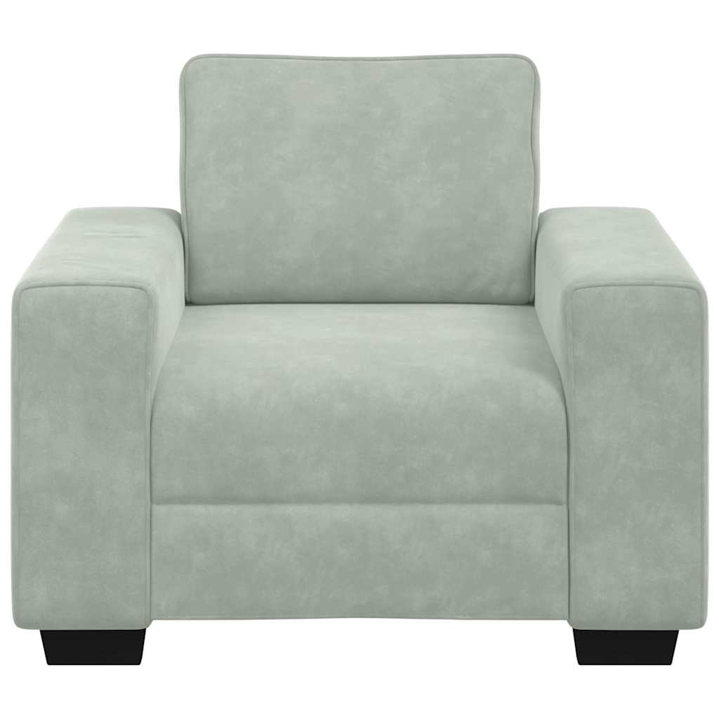 Világosszürke bársony kanapéfotel 60 cm