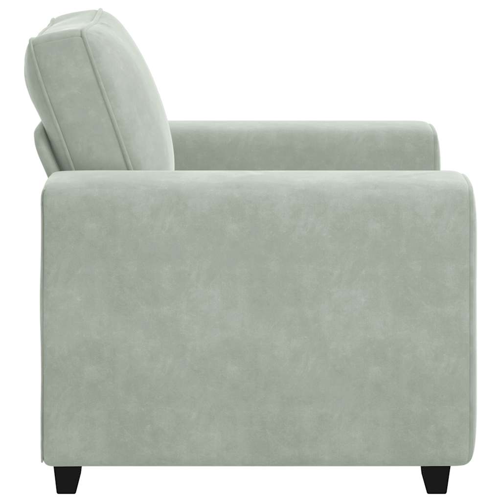 Világosszürke bársony kanapéfotel 60 cm