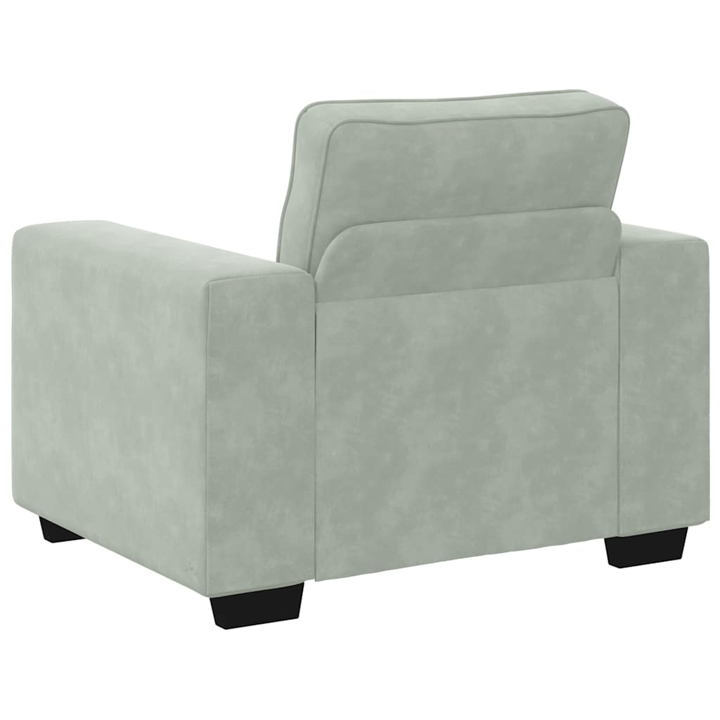 Világosszürke bársony kanapéfotel 60 cm