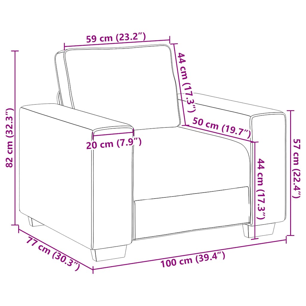 Világosszürke bársony kanapéfotel 60 cm