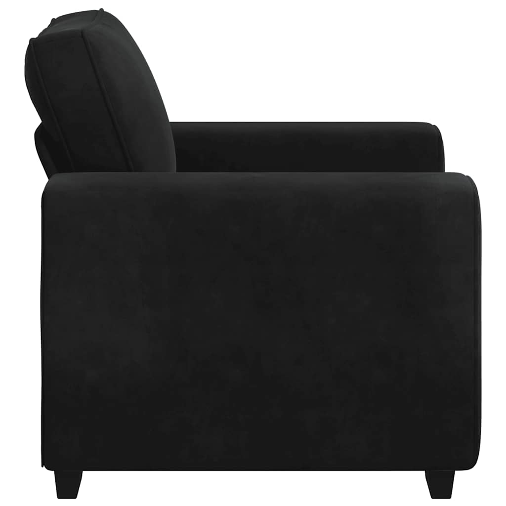 Fekete bársony kanapéfotel 60 cm
