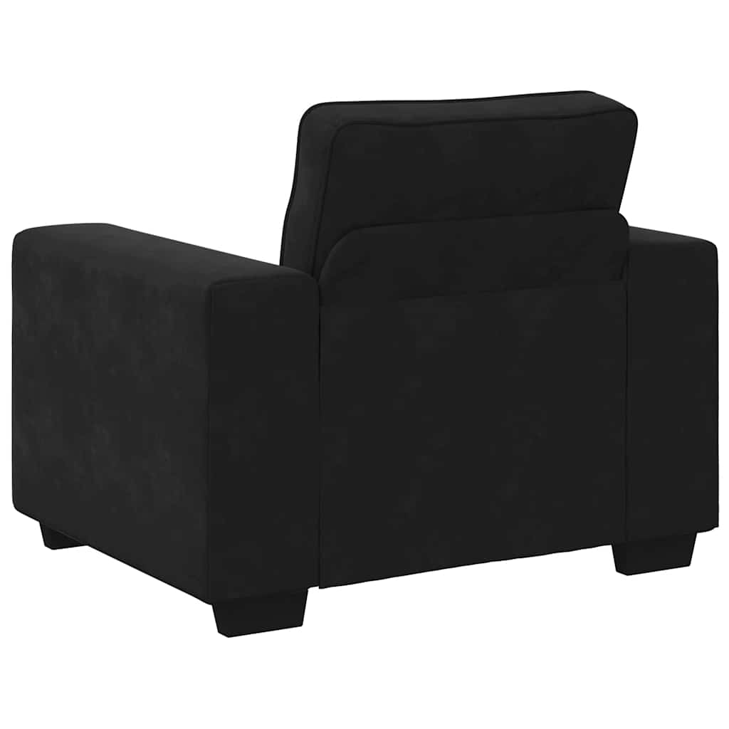 Fekete bársony kanapéfotel 60 cm