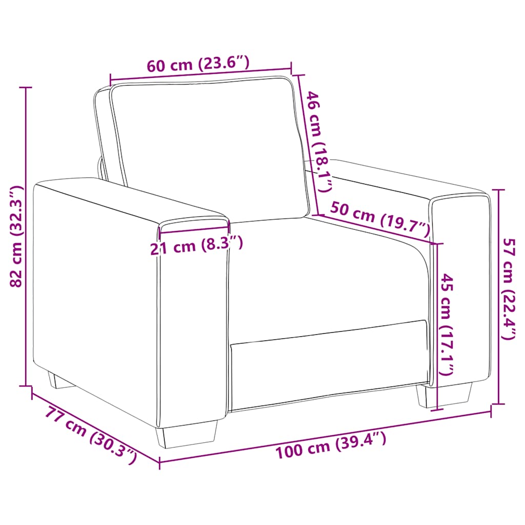 Barna bársony kanapéfotel 60 cm