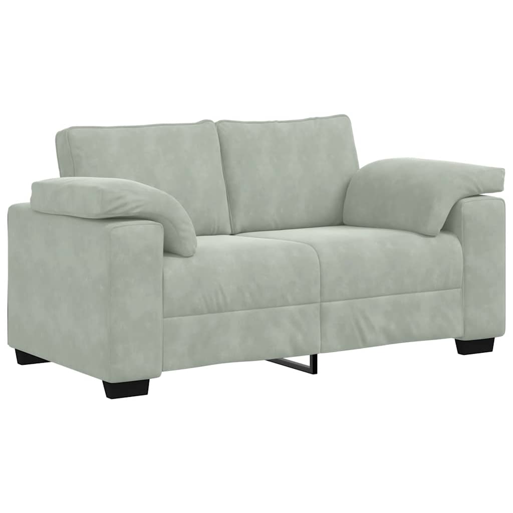 Világosszürke bársony loveseat kanapé 120 cm
