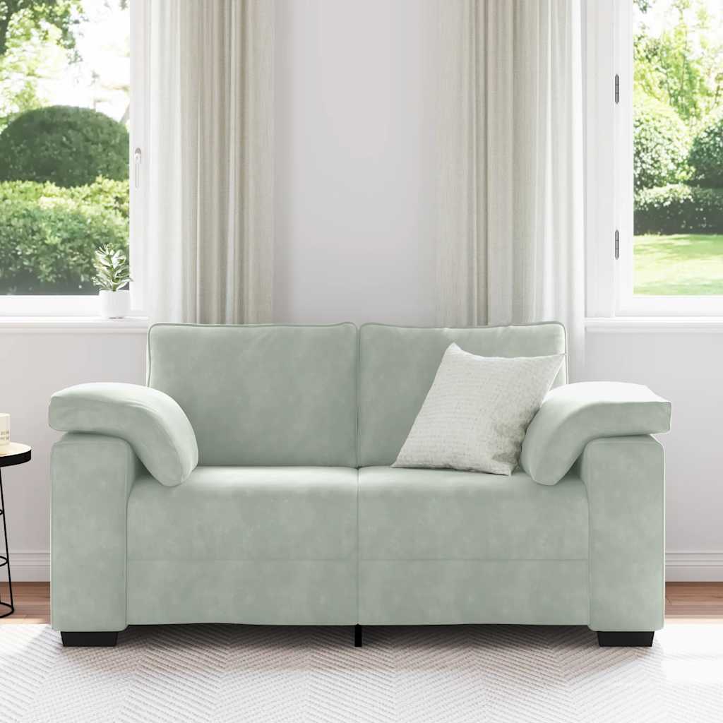 Világosszürke bársony loveseat kanapé 120 cm