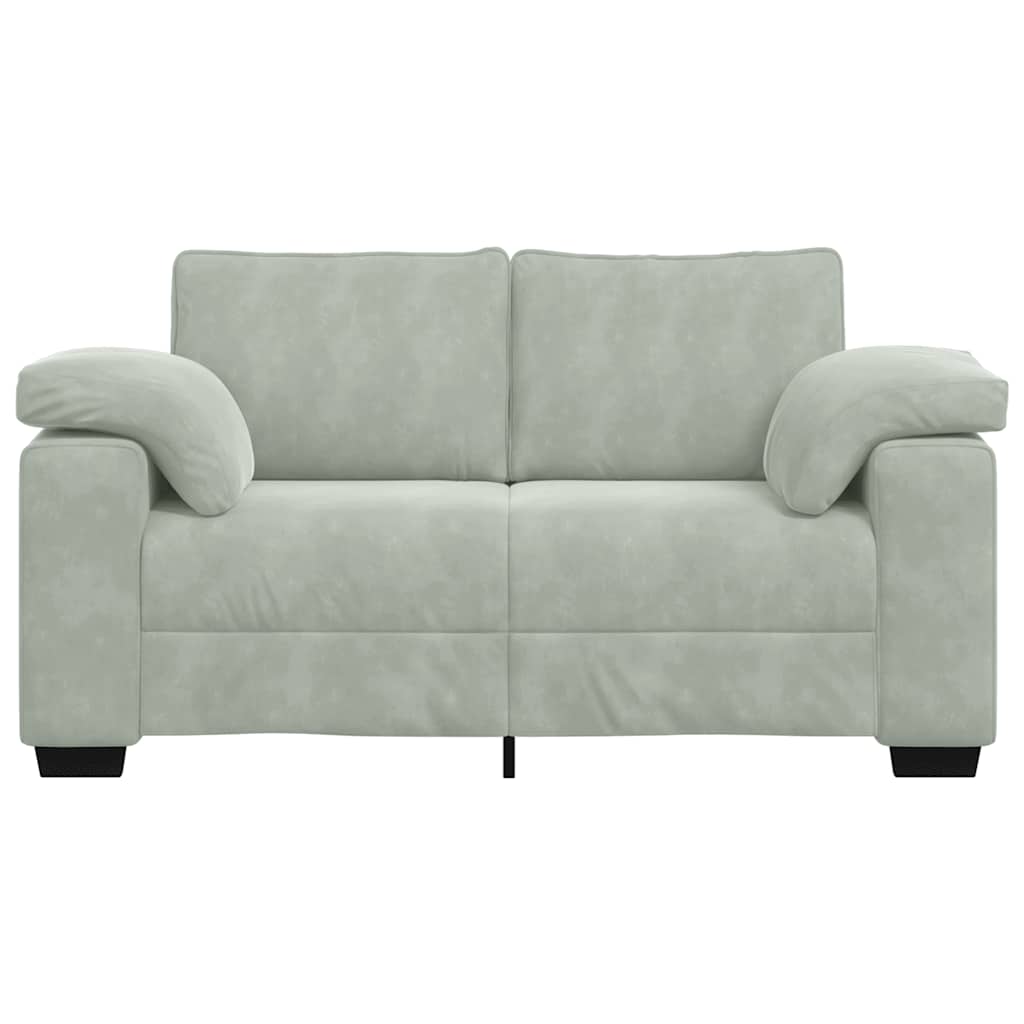 Világosszürke bársony loveseat kanapé 120 cm
