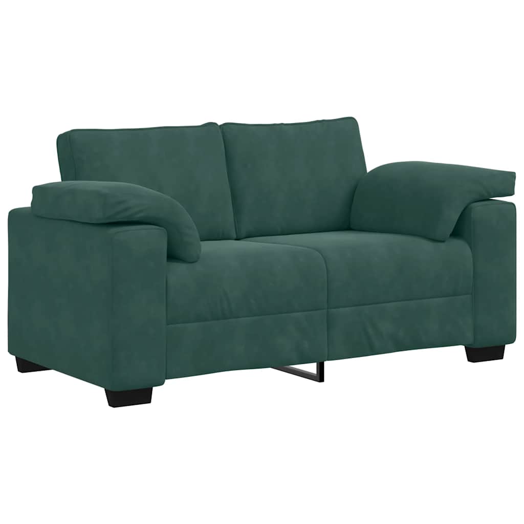Sötétzöld bársony loveseat kanapé 120 cm