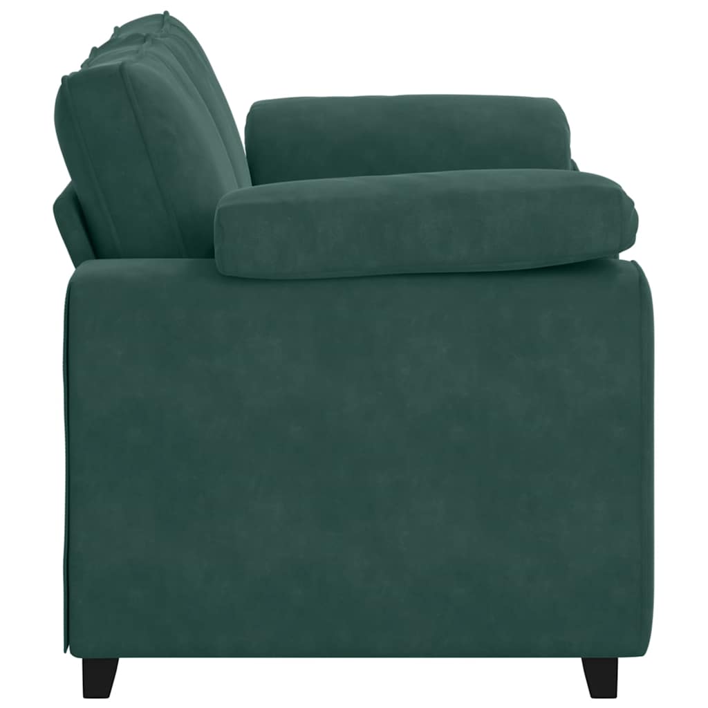 Sötétzöld bársony loveseat kanapé 120 cm