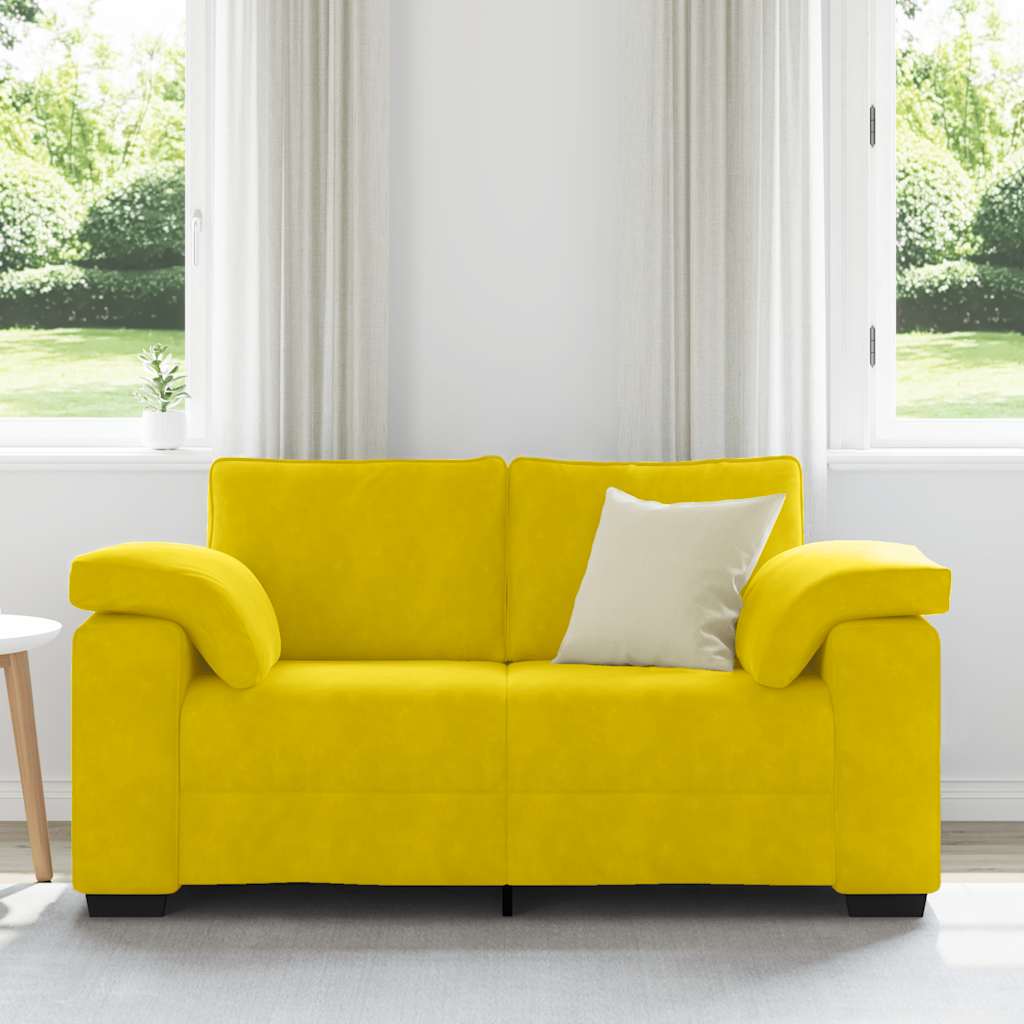 Sárga bársony loveseat kanapé 120 cm