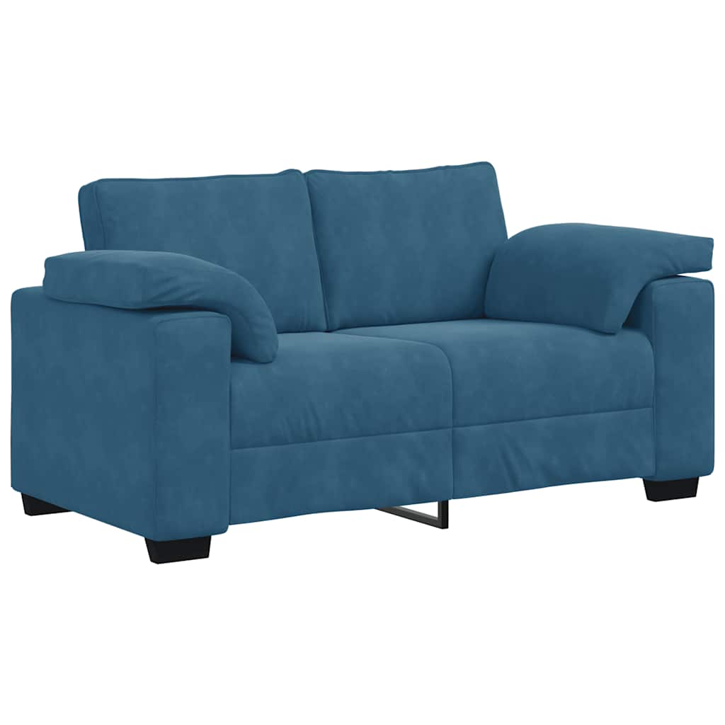 Kék bársony loveseat kanapé 120 cm