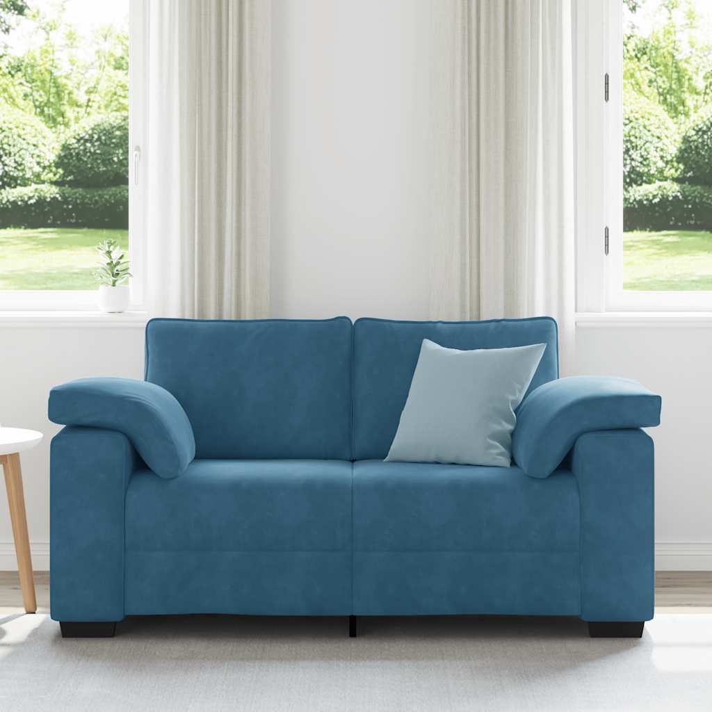Kék bársony loveseat kanapé 120 cm