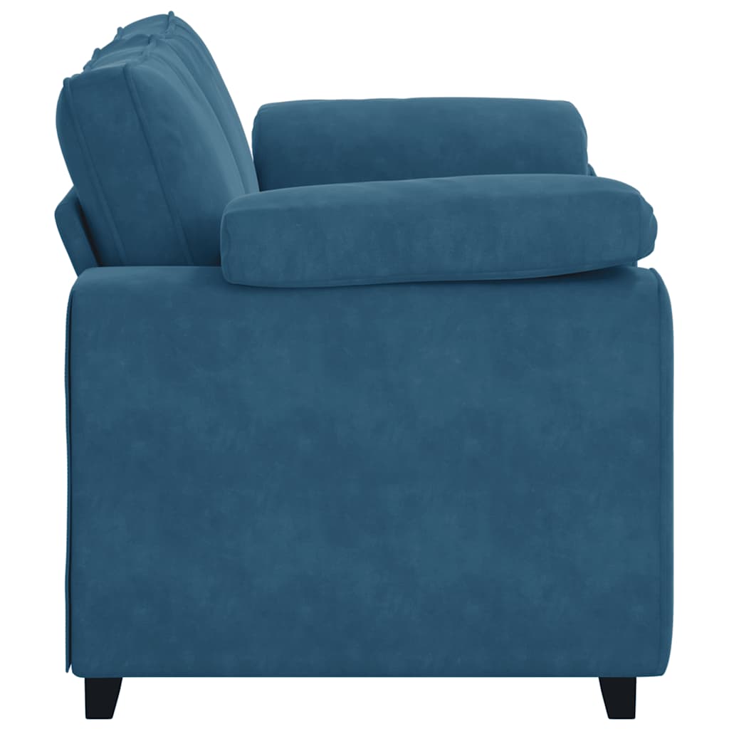 Kék bársony loveseat kanapé 120 cm