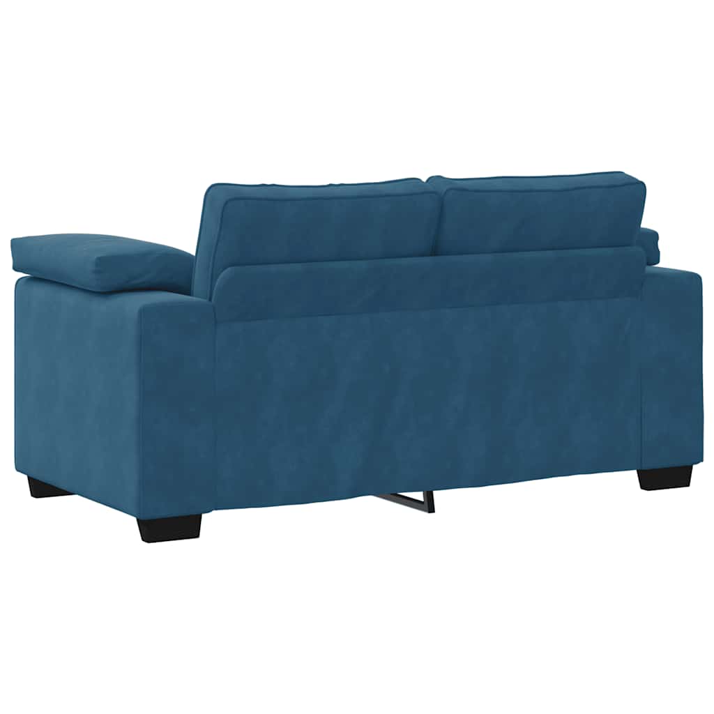 Kék bársony loveseat kanapé 120 cm