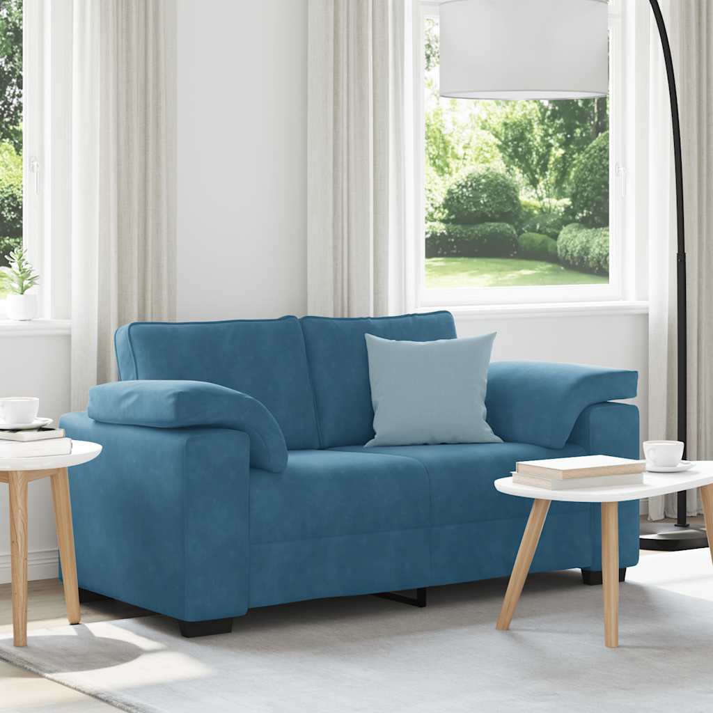 Kék bársony loveseat kanapé 120 cm