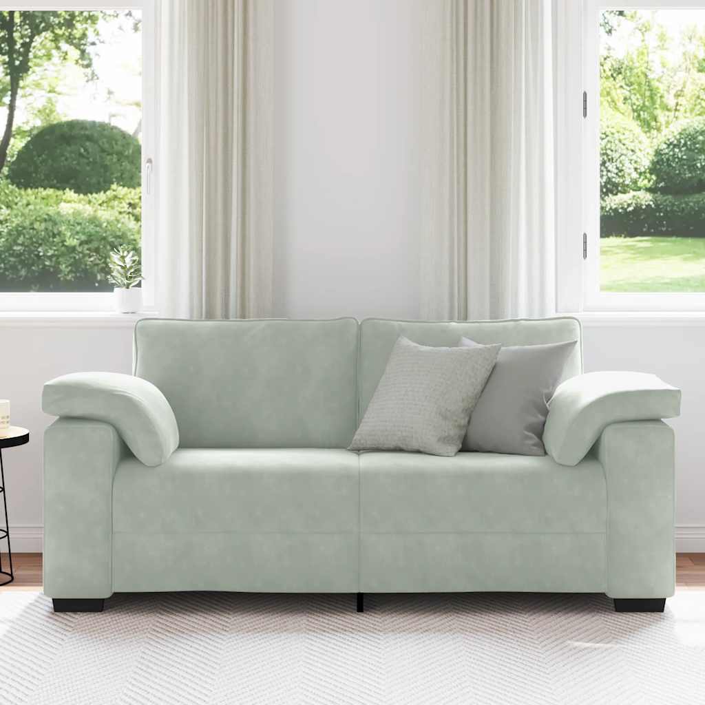 Világosszürke bársony loveseat kanapé 140 cm
