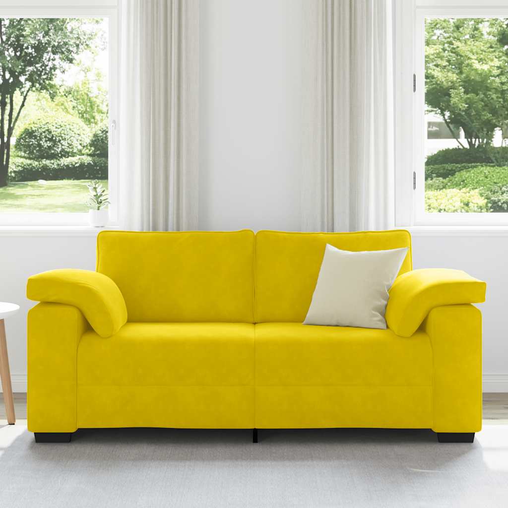 Sárga bársony loveseat kanapé 140 cm