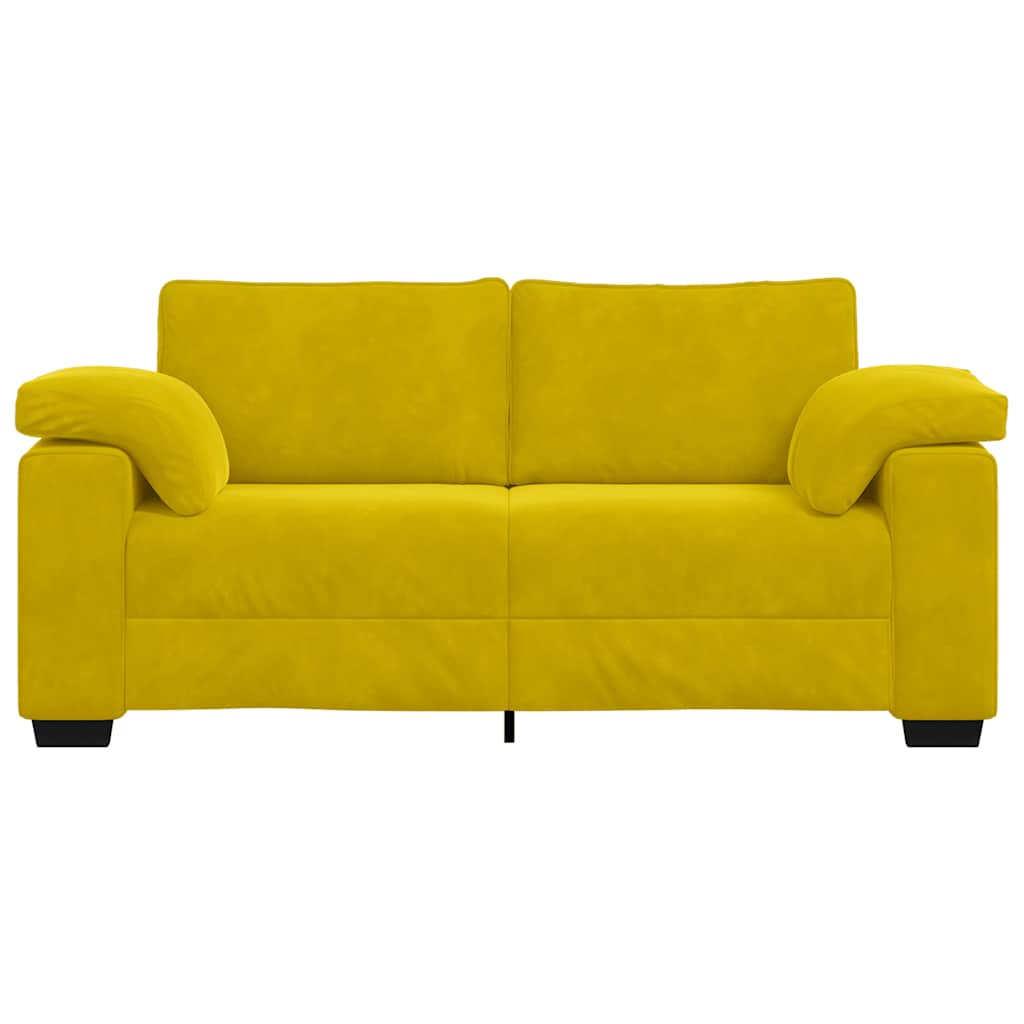 Sárga bársony loveseat kanapé 140 cm