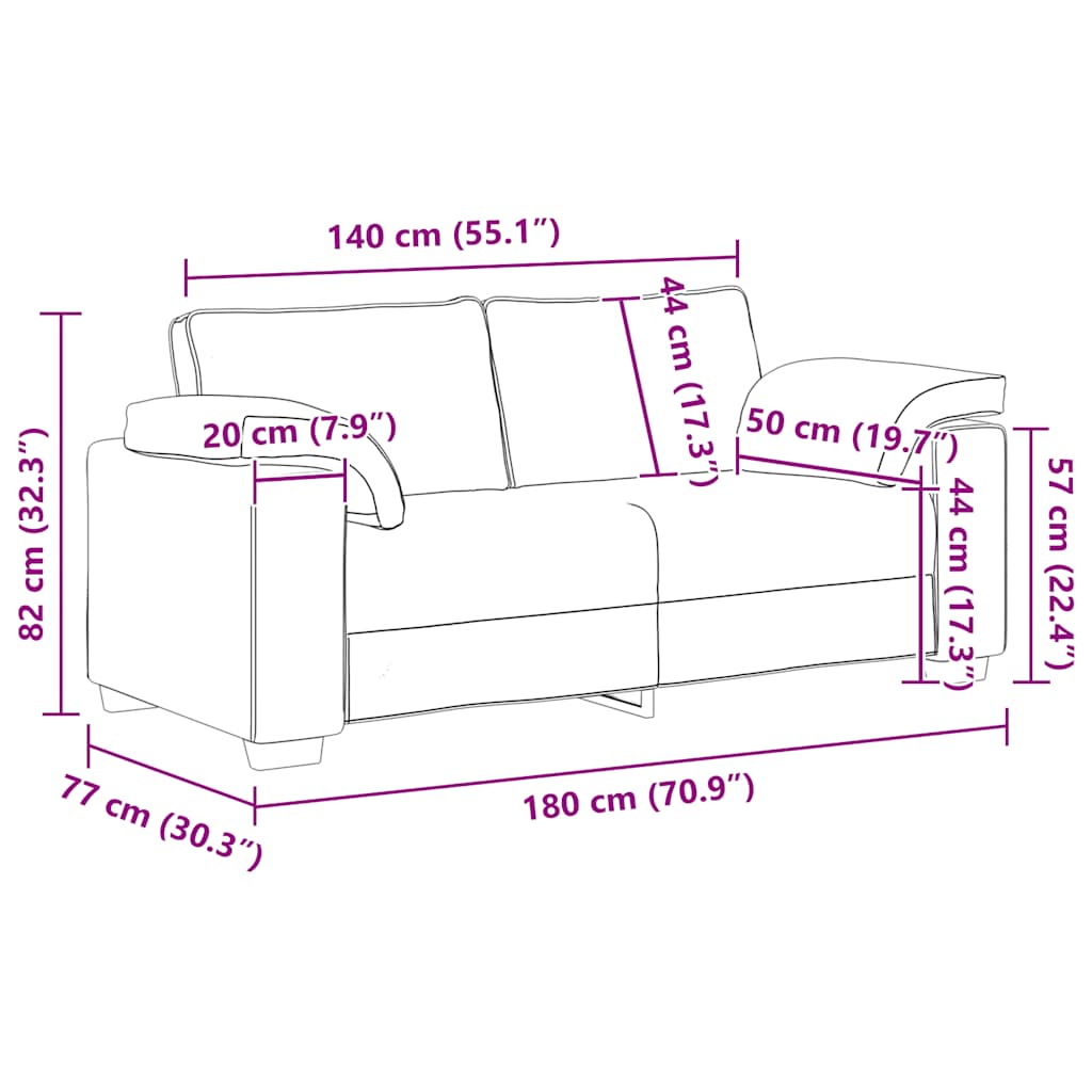 Krém bársony loveseat kanapé 180x77x82 cm