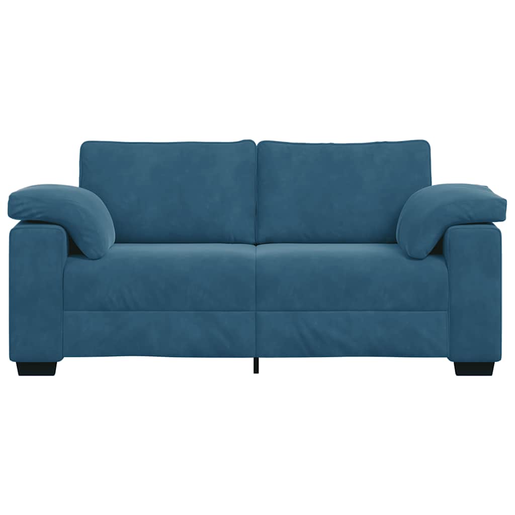 Kék bársony loveseat kanapé 140 cm