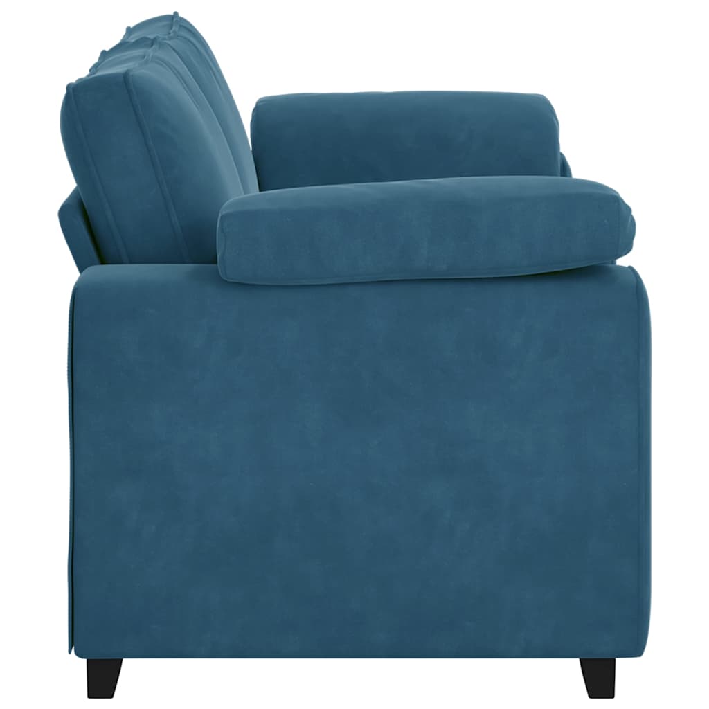 Kék bársony loveseat kanapé 140 cm