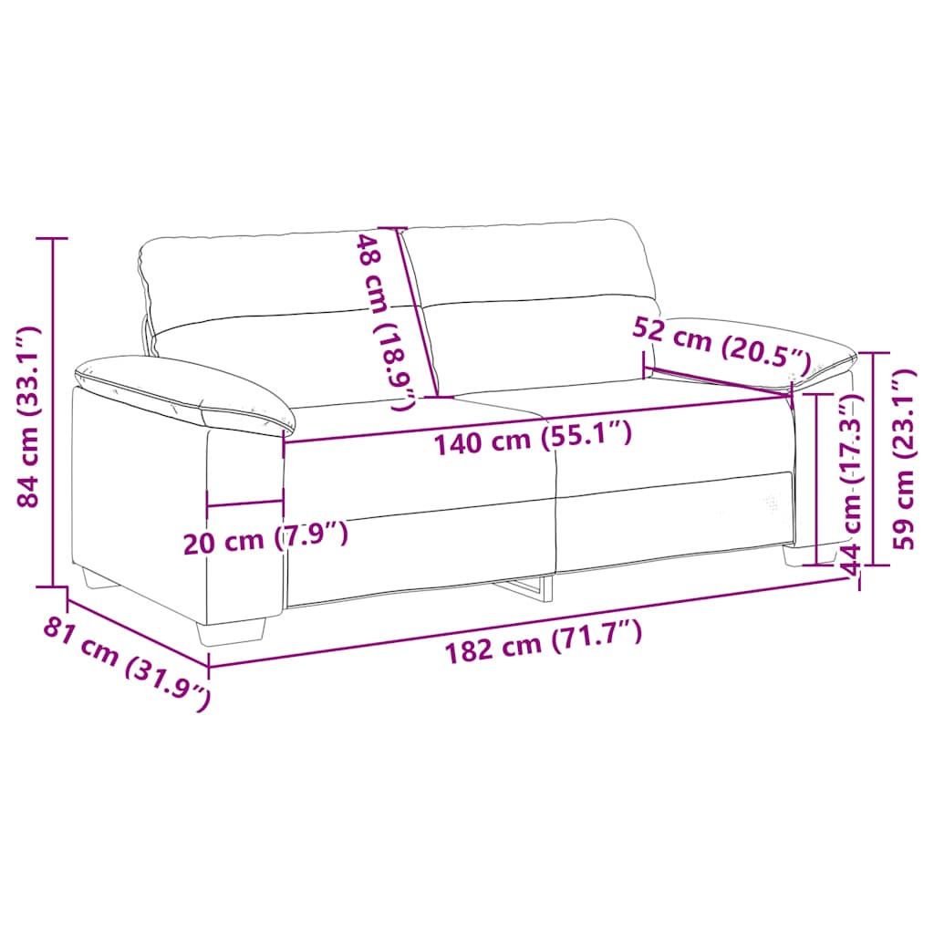Kétszemélyes barna szövetkanapé 140 cm