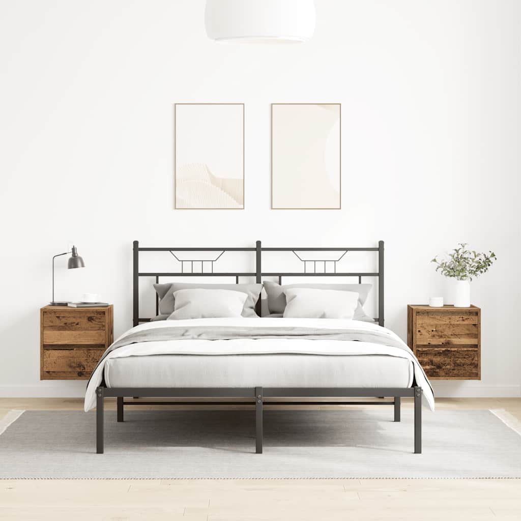 2 db antik fa színű falra szerelhető éjjeliszekrény 38x34x40 cm