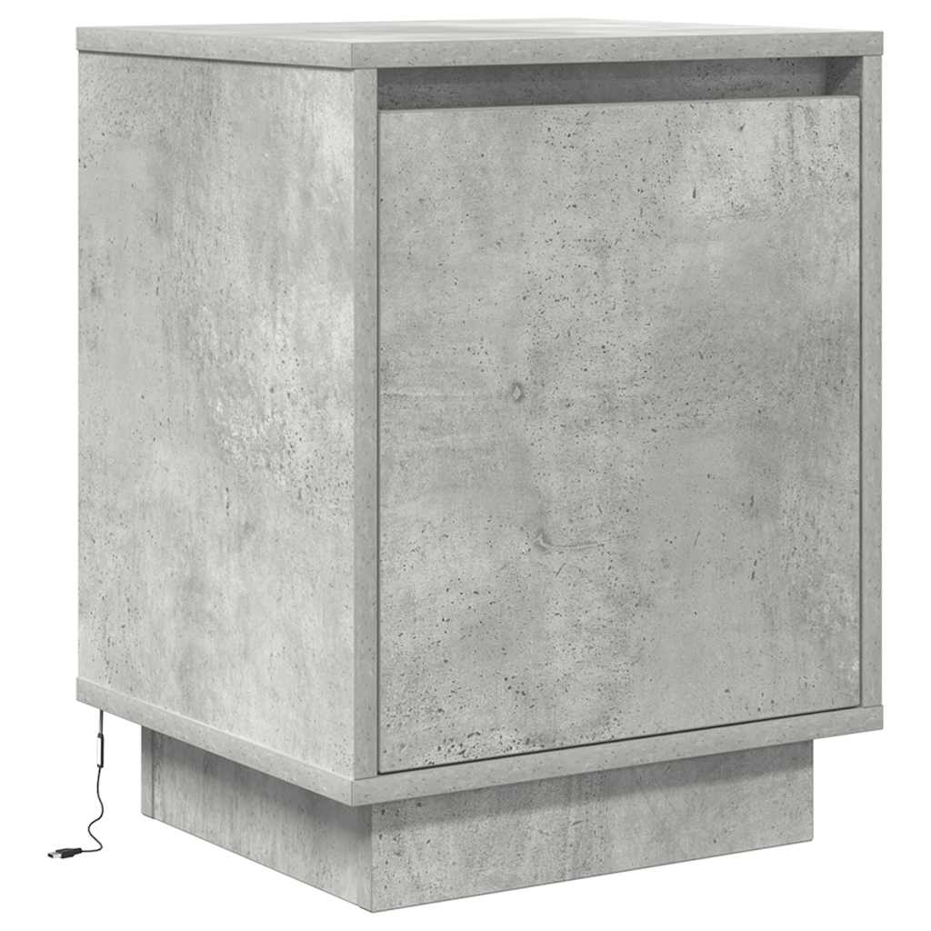 2 db betonszürke éjjeliszekrény led-fényekkel 38x34x50 cm