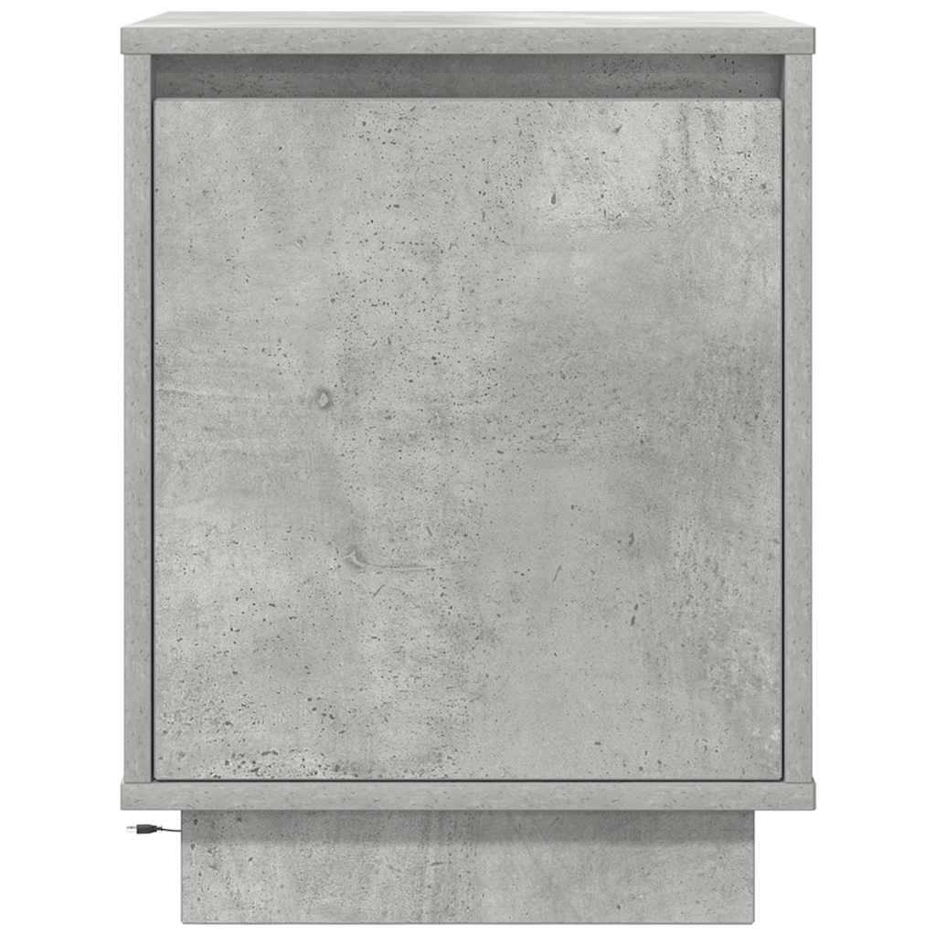 2 db betonszürke éjjeliszekrény led-fényekkel 38x34x50 cm