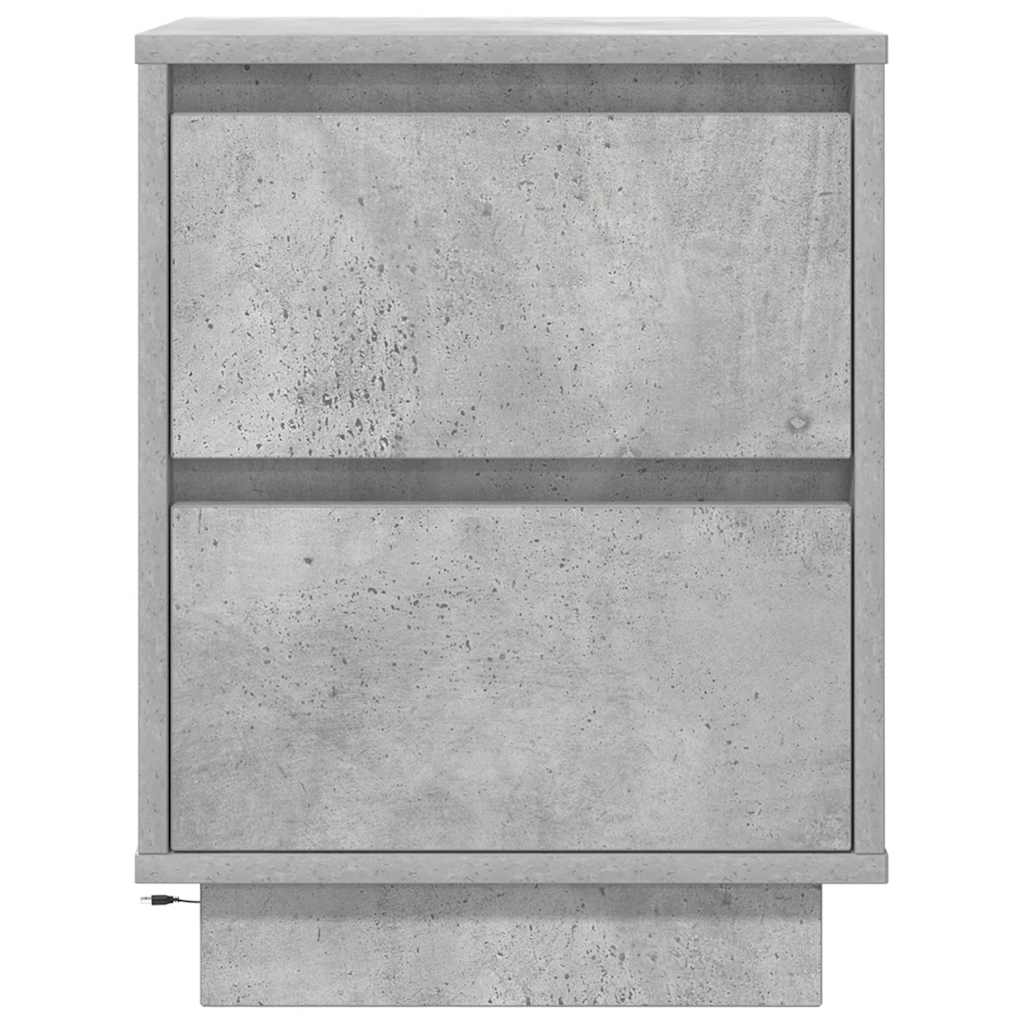 2 db betonszürke éjjeliszekrény led-fényekkel 38x34x50 cm