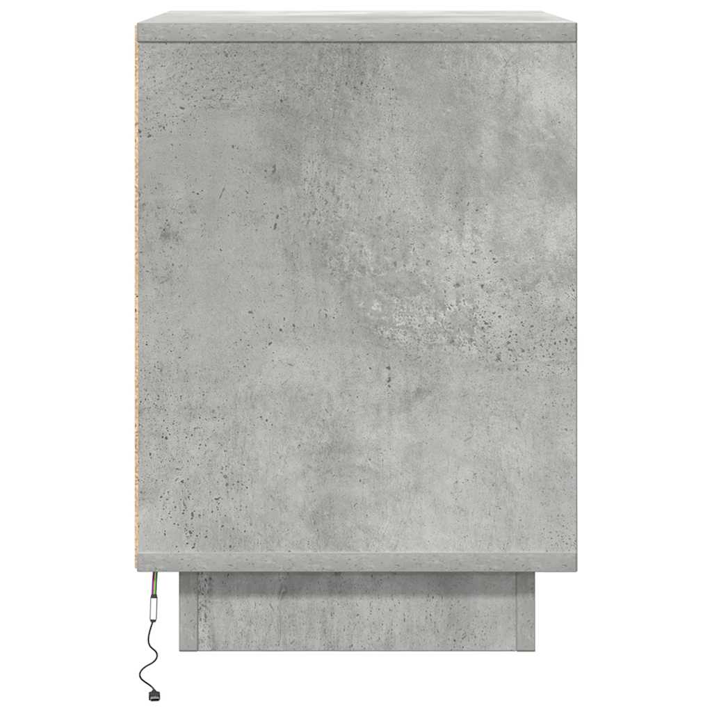 2 db betonszürke éjjeliszekrény led-fényekkel 38x34x50 cm