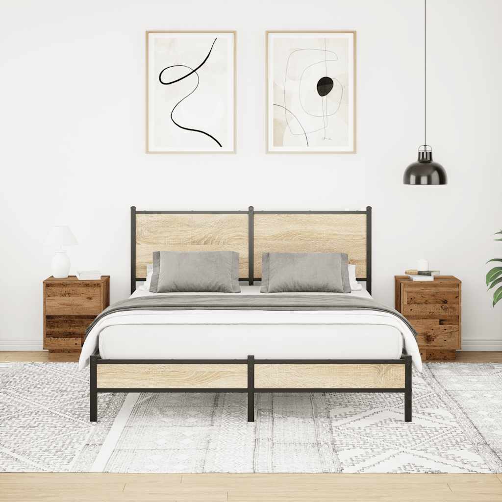 2 db antik fa éjjeliszekrények led világítással 38x34x50 cm