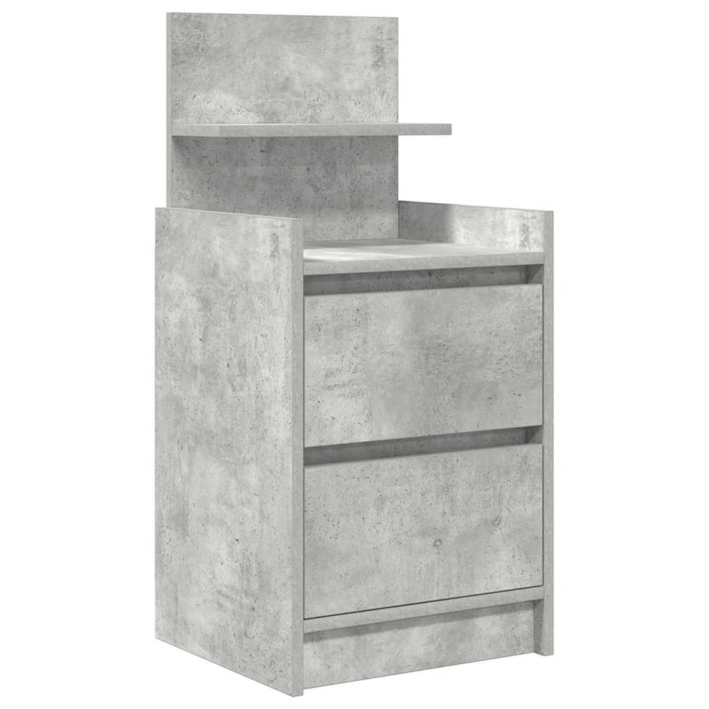 2 db betonszürke éjjeliszekrények 2 fiókkal 38x34x80 cm