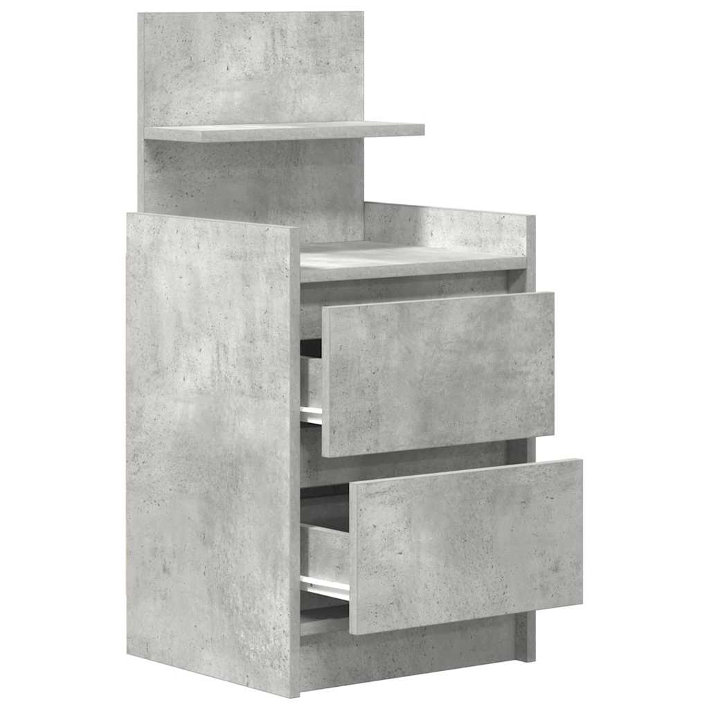 2 db betonszürke éjjeliszekrények 2 fiókkal 38x34x80 cm