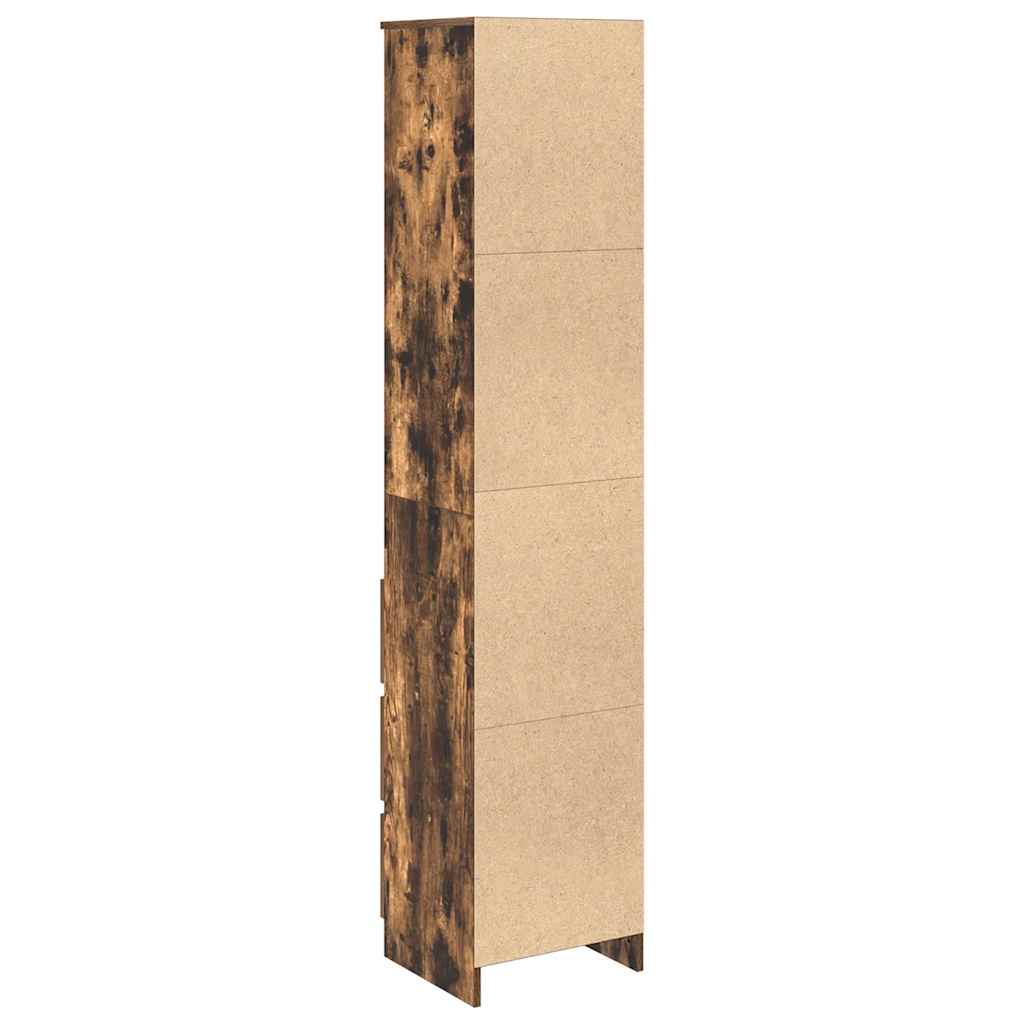 Füstös tölgy színű szerelt fa magasszekrény 37,5x35x180 cm