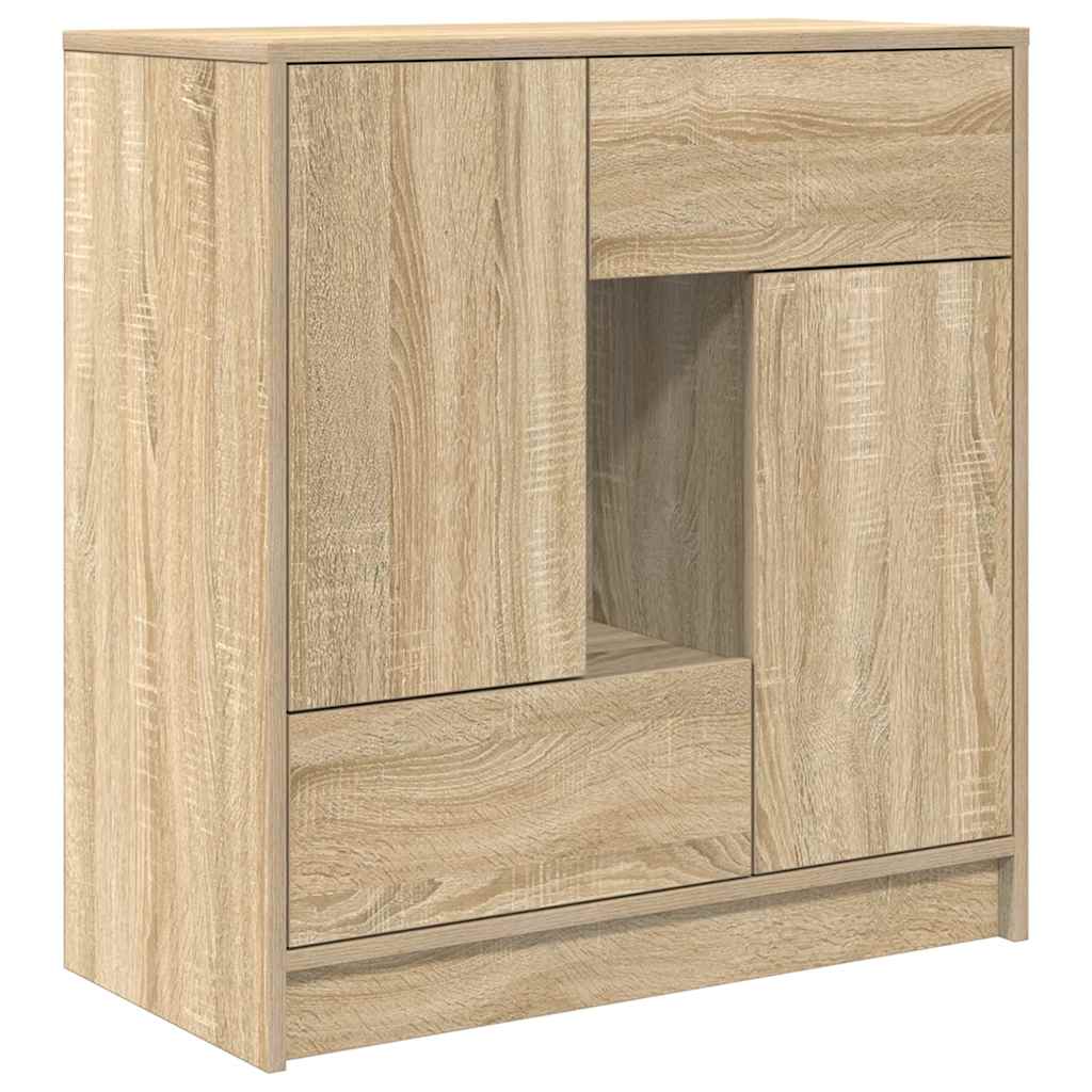 Sonoma tölgy komód fiókokkal és ajtókkal 70,5x34x74,5 cm