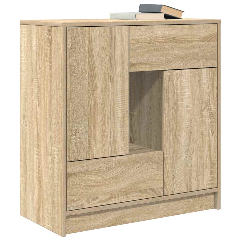 Sonoma tölgy komód fiókokkal és ajtókkal 70,5x34x74,5 cm