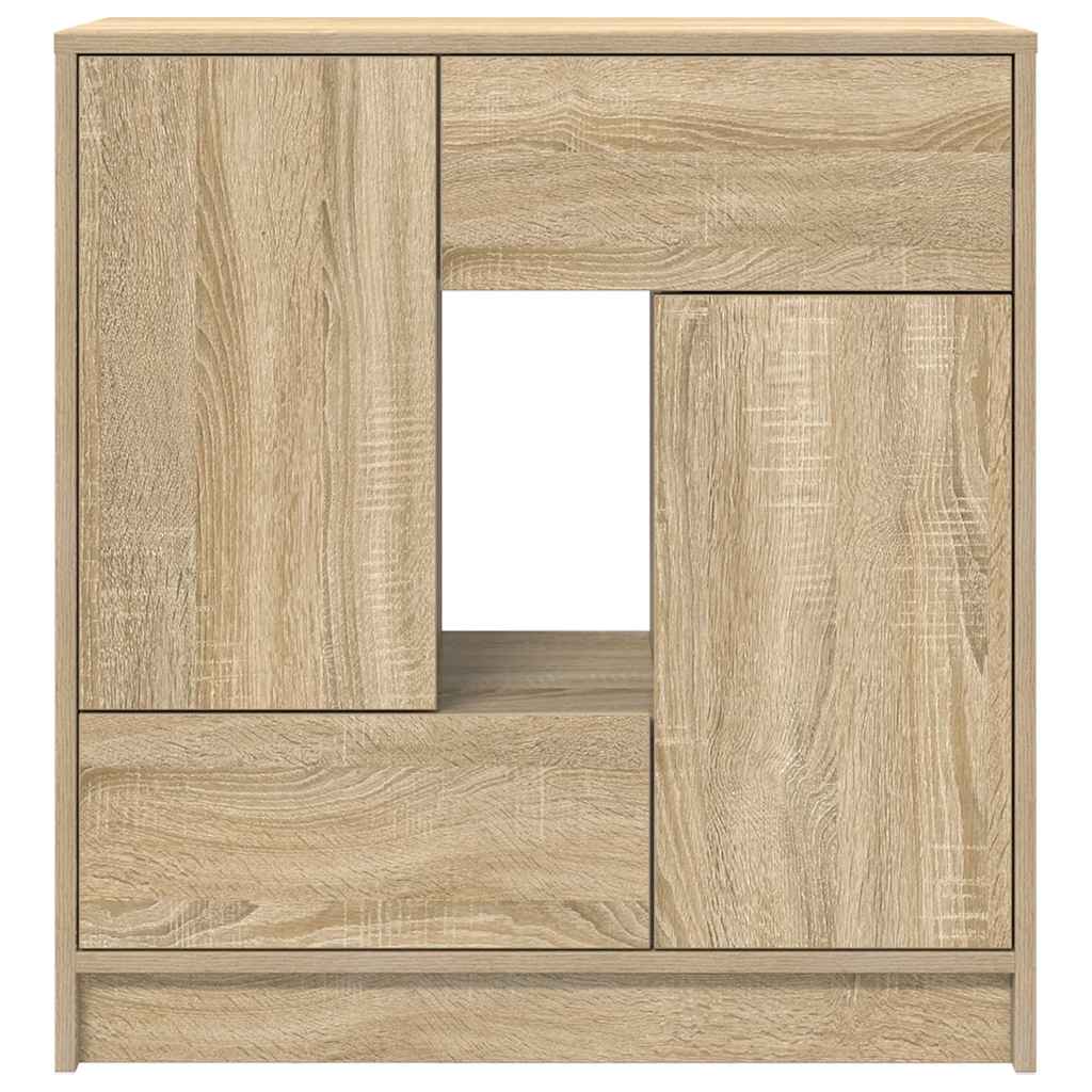 Sonoma tölgy komód fiókokkal és ajtókkal 70,5x34x74,5 cm