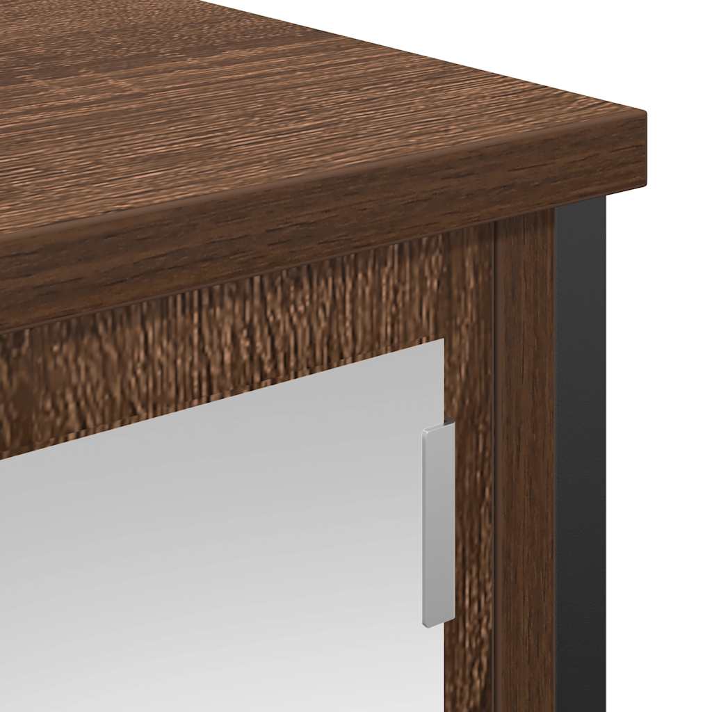 Barna tölgy fürdőszoba fali szekrény tükörrel 50x21x60 cm